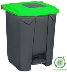 PLANET Szelektív hulladékgyűjtő konténer, műanyag, pedálos, antracit, zöld, 50L - shopbazis