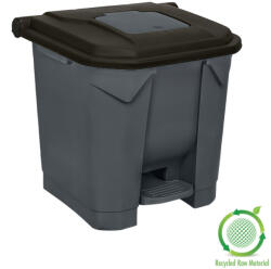 PLANET Szelektív hulladékgyűjtő konténer, műanyag, pedálos, antracit/fekete, 30L - shopbazis