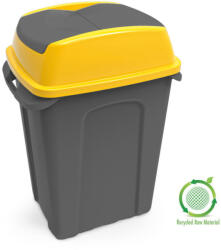 PLANET Hippo Billenős Szelektív hulladékgyűjtő szemetes, műanyag, antracit/sárga, 50L - tisztitoszertrendelek
