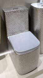  Set vas WC , montare pe podea, Rimless, evacuare laterala, finisaj argintiu , 64 A 36 A 80 cm - T2214CR6S (C1434)