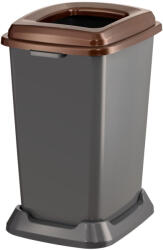 PLANET Szelektív hulladékgyűjtő konténer, műanyag, nyitott fedeles, barna, 50L - shopbazis