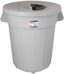 PLANET Kerek szemetes kuka, fedéllel, műanyag, eco szürke, 120 L - shopbazis