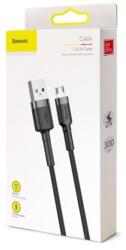 Baseus Cafule Double Sided USB - Micro USB szövetes adat- és töltőkábel 2A 3m (fekete)