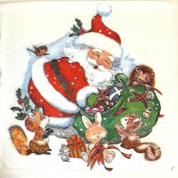  Szalvéta - Mikulás ajándékos zsákkal, álatokkal