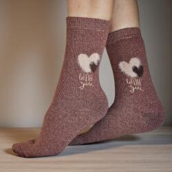 Ollike Női vastag GYAPJÚ zokni SZÍVECSKE mintás Rozsda, 38-41 106069