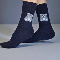 Ollike Női vastag GYAPJÚ zokni MACI mintás Kék, 35-38 106046