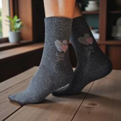 Ollike Női vastag GYAPJÚ zokni SZÍVECSKE mintás Sötét szürke, 38-41 106061