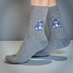 Ollike Női vastag GYAPJÚ zokni MACI mintás Világos szürke, 35-38 106048