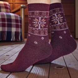 Ollike Női vastag GYAPJÚ zokni HÓPIHE mintás Bordó, 35-38 106079