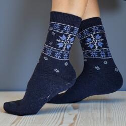 Ollike Női vastag GYAPJÚ zokni HÓPIHE mintás Kék, 35-38 106085