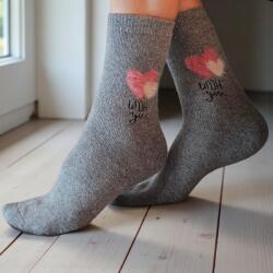 Ollike Női vastag GYAPJÚ zokni SZÍVECSKE mintás Világos szürke, 35-38 106066