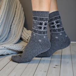 Ollike Női vastag GYAPJÚ zokni HÓPIHE mintás Sötét szürke, 38-41 106082