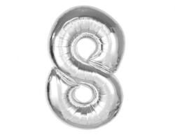  Ezüst 8-as Silver szám fólia lufi 92 cm (MLG189643) - sandori