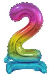 Színes Rainbow mini 2-es szám fólia lufi talppal 38 cm (MLG134667)