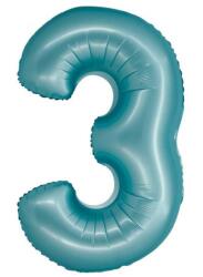  Kék 3-as Light Blue Mat szám fólia lufi 76 cm (MLG158892)