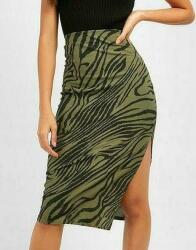 Boohoo Szoknya, Size 34, zöld, csíkos, egyenes szabású, poliészter, elasztán