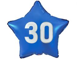  Kék Happy Birthday 30 Blue csillag fólia lufi 44 cm (MLG170825)