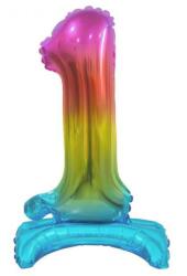  Színes Rainbow mini 1-es szám fólia lufi talppal 38 cm (MLG134643) - sandori