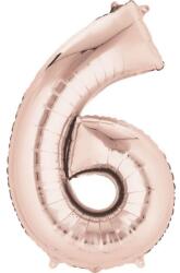  Színes Rose Gold óriás szám fólia lufi 6-os 86x55 cm (DPA3621701) - sandori