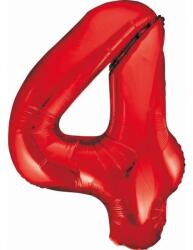  Piros 4-es Red szám fólia lufi 85 cm (MLG120608) - sandori