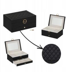 Atmosphera Ékszertartó doboz, fekete, zárható, MDF, tükörrel, Atmosphera (208263)