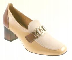 Laura Messi Félcipő, Size 36, bézs, valódi bőr, 6cm sarok (2861)