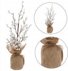 Atmosphera Művirágok, juta cserépben, 38cm, karácsonyi, fehér (208321)