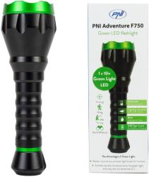 PNI Lanterna PNI Adventure F750 Green Light din aluminiu, LED 10W, 500 lm, pana la 850 m, IP44, acumulator 4000mAh inclus, incarcare (PNI-ADVF750)