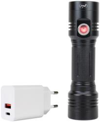 PNI Pachet lanterna dubla PNI Adventure F200 din aluminiu cu LED, acumulator 4000mAh, 3 LED-uri cu deschidere mare si unul cu focus (PNI-CHG3F200)