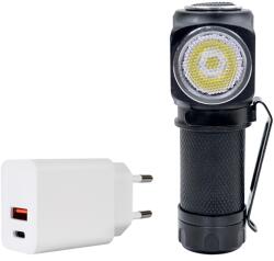 PNI Pachet Lanterna frontala PNI Adventure F75 cu LED 6W, 600 lm, din aluminiu, cu acumulator si alimentator PNI CHG300 cu port USB (PNI-CHG3F75)