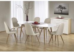 HM Masa living extensibila HM Edward, blat MDF, structura metalica, ovala, 6 persoane, 120-200x100x75 cm, alb stejar (00001750)