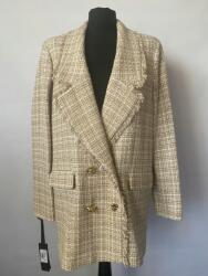 Pinko Pale blézer, Size M 38, kockás tweed, bézs