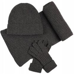 Szaleo Alcan sapka, sál, kesztyű szett gyapjú férfi grafit