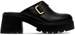 Ragazza Piele Mule cu Gros cu gleznă înaltă Toc în Culoare Negru 01246 (01246)