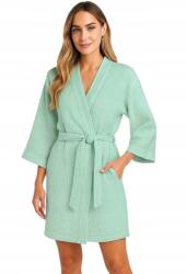  Női muszlin fürdőköpeny, 44-50, 100% pamut, lengyel termék, menta