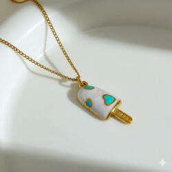 KÁRPÁTHY ékszer Pálcikás jégkrém aranyozott nyaklánc, türkiz