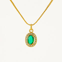 KÁRPÁTHY ékszer QUEEN ovális nyaklánc - zöld aranyozott