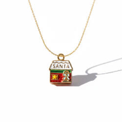 KÁRPÁTHY ékszer DIY Mikulás háza nyaklánc - aranyozott, zománcozott