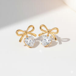 KÁRPÁTHY ékszer Masni fülbevaló cirkóniákkal, aranyozott