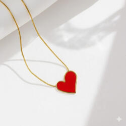 KÁRPÁTHY ékszer Aranyozott nyaklánc szív alakú medállal, piros