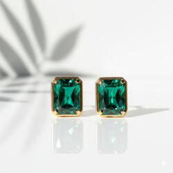 KÁRPÁTHY ékszer Birthstone fülbevaló - smaragdzöld, aranyozott