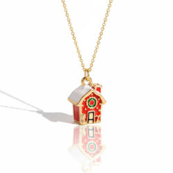 KÁRPÁTHY ékszer DIY Havas házikó nyaklánc - aranyozott, zománcozott