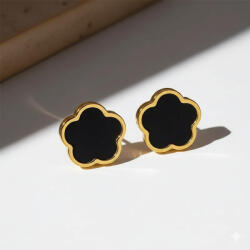 KÁRPÁTHY ékszer Clover fülbevaló - fekete, aranyozott