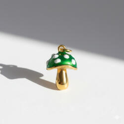 KÁRPÁTHY ékszer Gomba charm - zöld, aranyozott