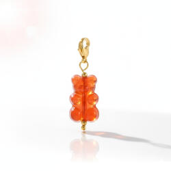 KÁRPÁTHY ékszer Gumimaci charm - narancs, aranyozott