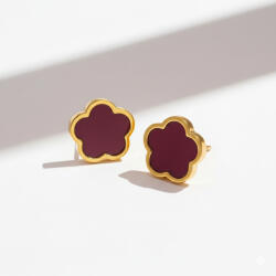 KÁRPÁTHY ékszer Clover fülbevaló - piros, aranyozott