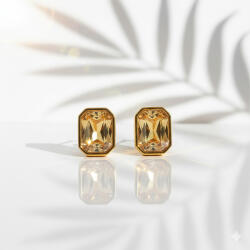KÁRPÁTHY ékszer Birthstone fülbevaló - champagne, aranyozott