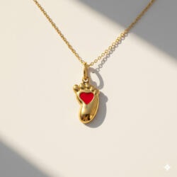 KÁRPÁTHY ékszer DIY Little Foot nyaklánc - piros, aranyozott