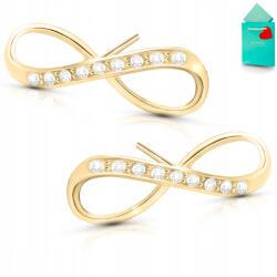  Fülbevaló, csavaros, ezüst, aranyozott, végtelen, 925, cirkóniákkal (1000071538)