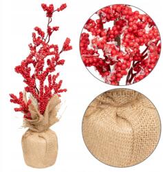 Atmosphera Piros Virágok, 38cm, juta cserépben, karácsonyi dekoráció (208321A)